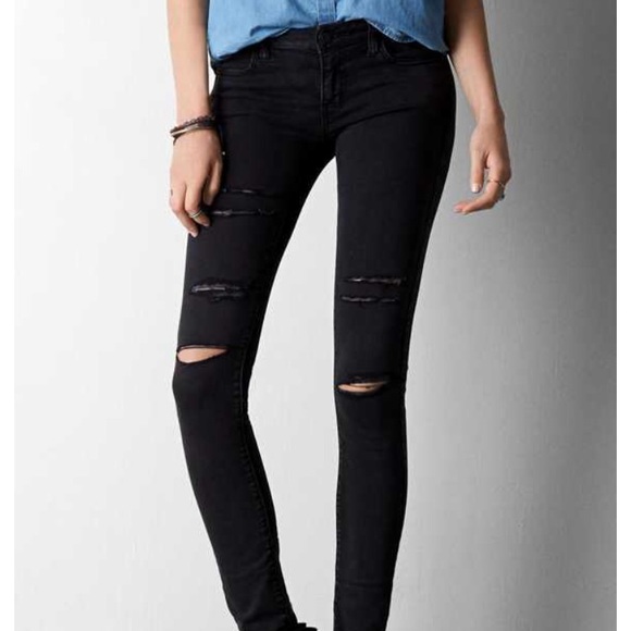 destroyed black jeggings